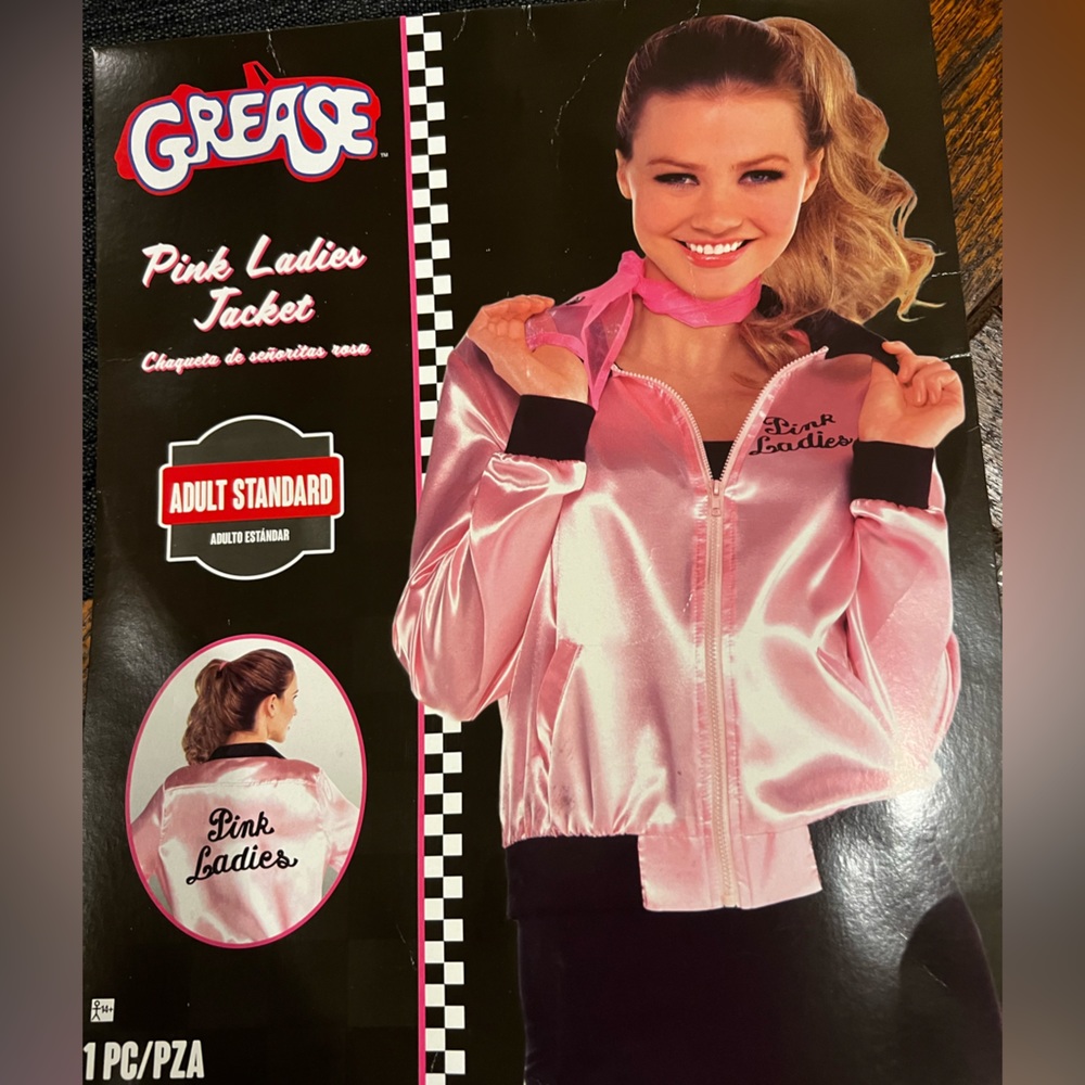 Frenchy costume Grease - includes Pink Ladies jacket, pink wig, and pink glasses